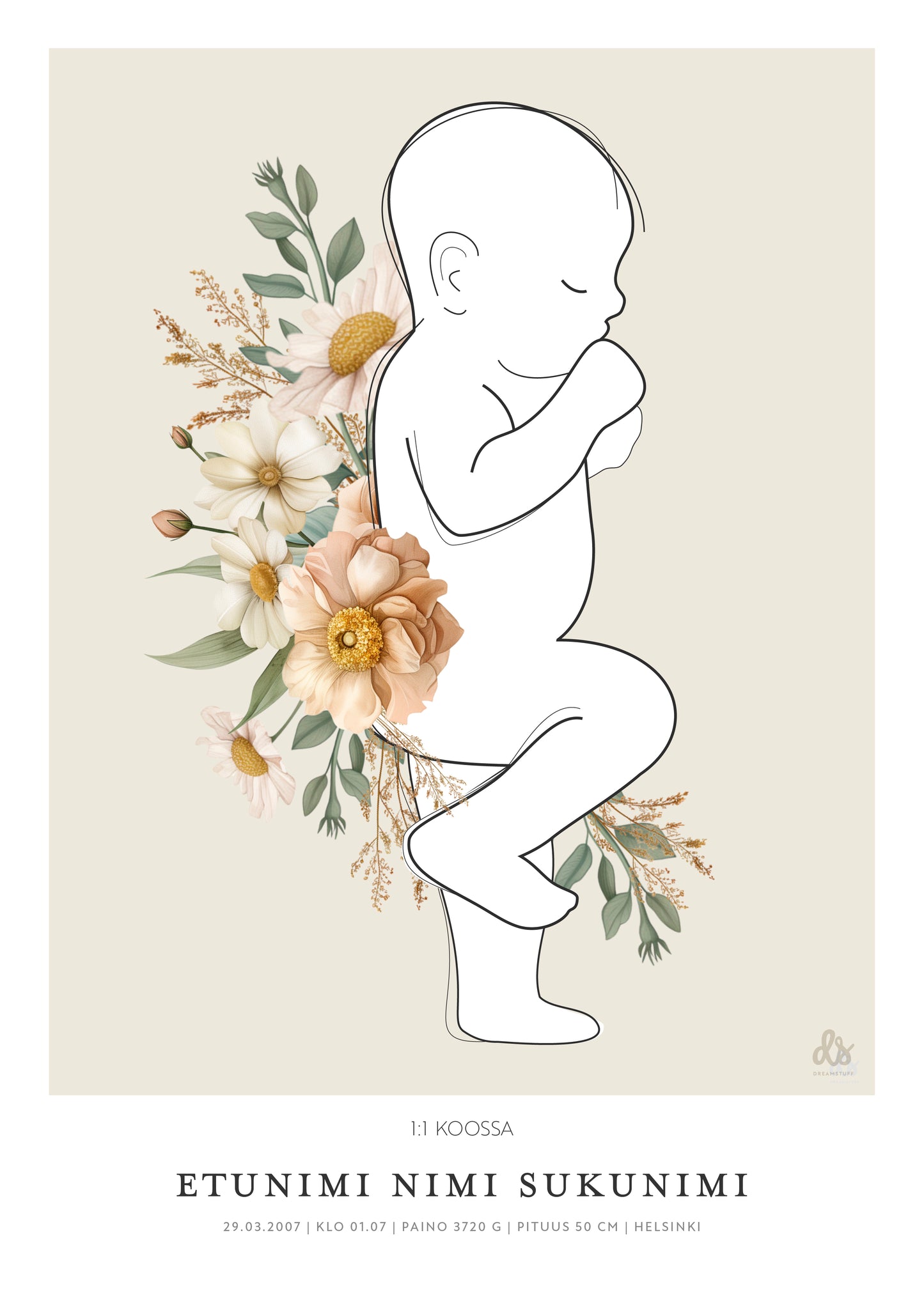 UUTUUS! Syntymäjuliste - Boho