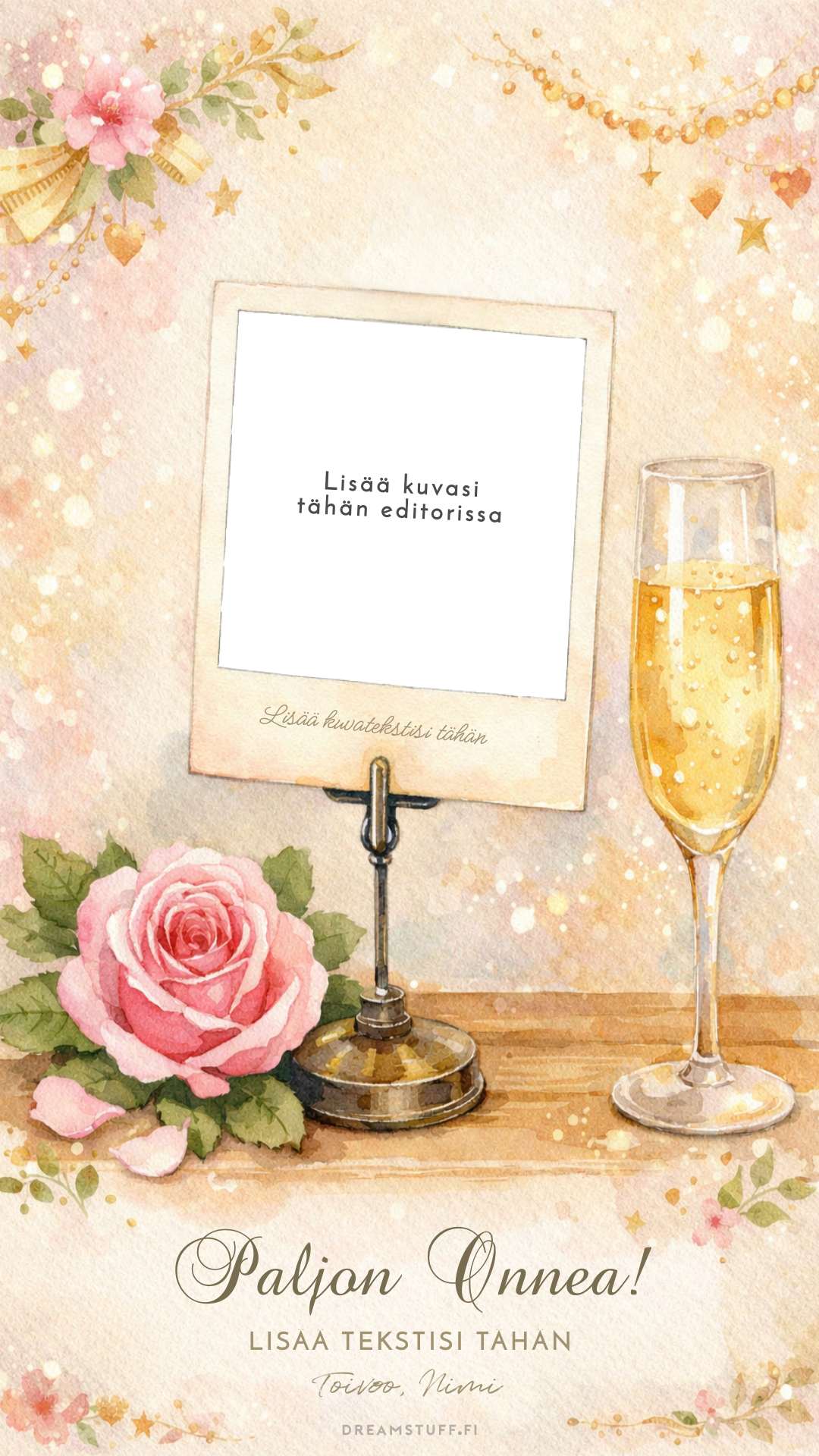 Digitaalinen toivotus - polaroidkuva ruusu