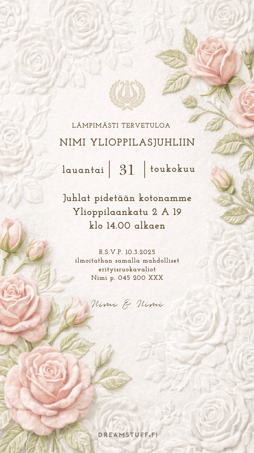 Digitaalinen ylioppilaskutsu - Kohokuvio ruusut