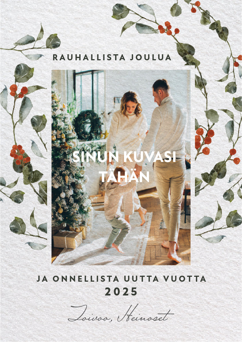 Digitaalinen joulukortti omalla kuvalla - Jouluoksat