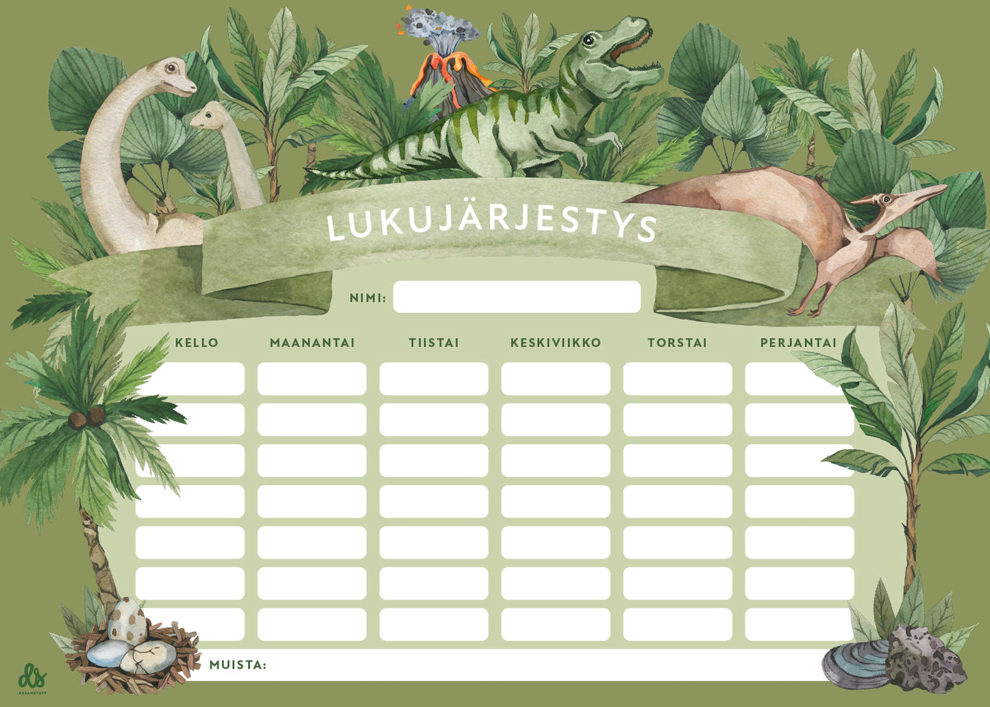 Ilmainen lukujärjestys lukujärjestyspohja dinosaurus lukujärjestys koululaiselle