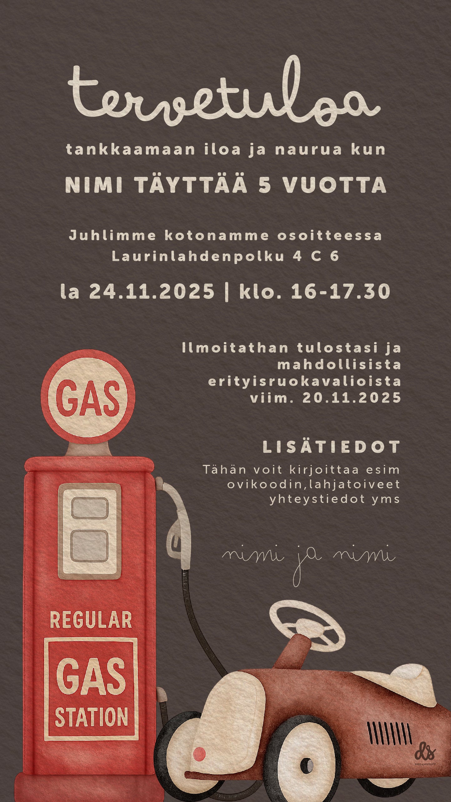 Digitaalinen syntymäpäiväkutsu lapsille - Tankki