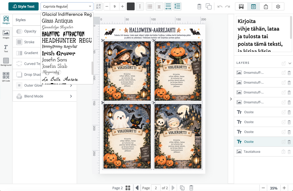 Lasten Halloween-juhlapaketti – digitaalinen kutsu, bingo, aarteenetsintä ja herkkupussilaput