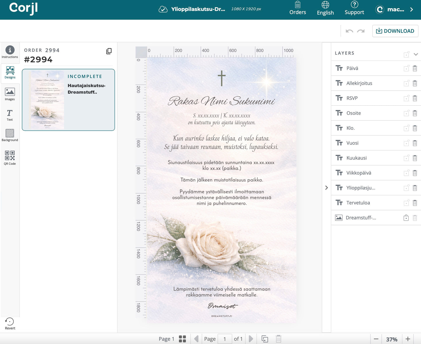 Digital Graduation Invitation - Balloons