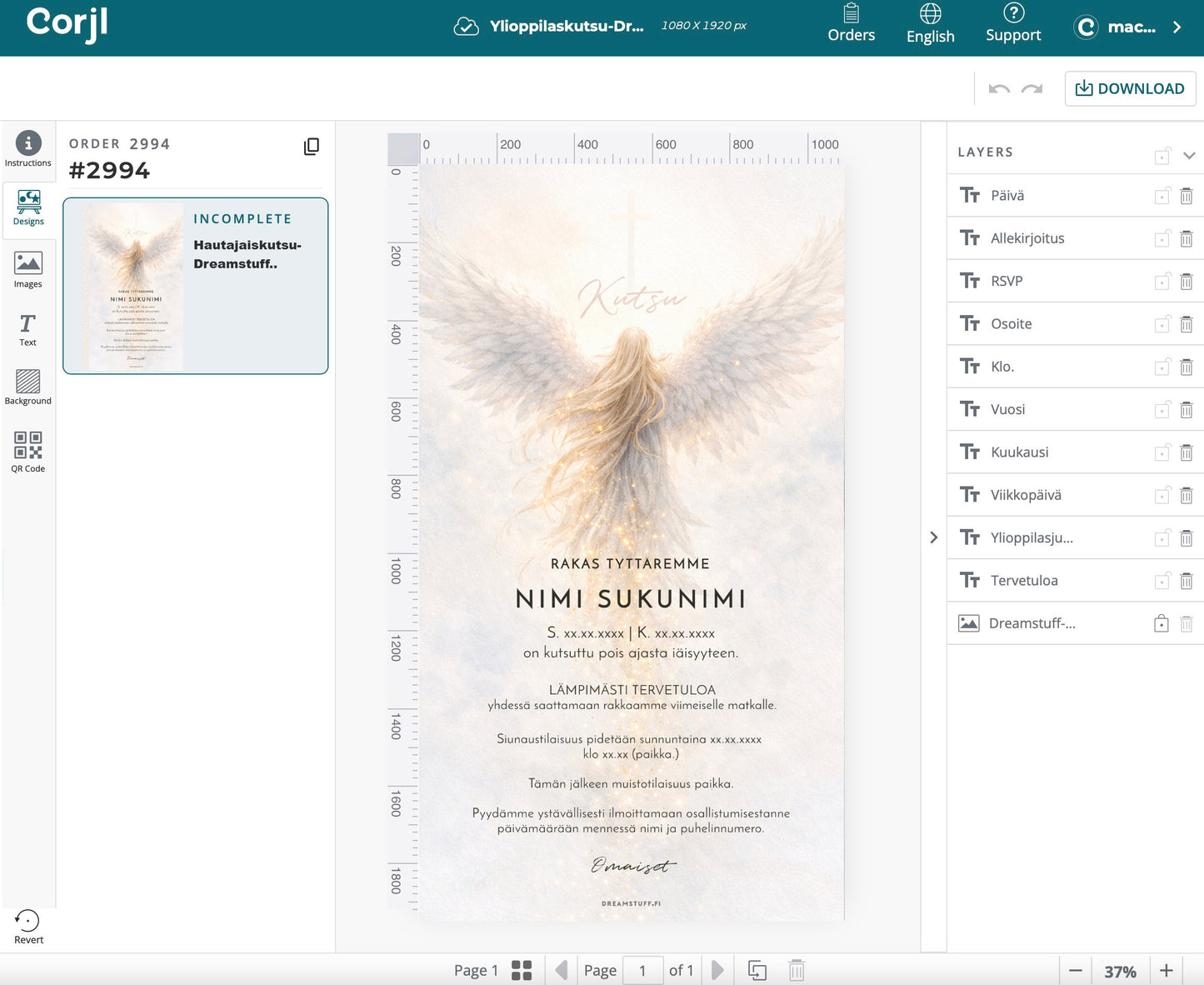 Digital Graduation Invitation - Balloons