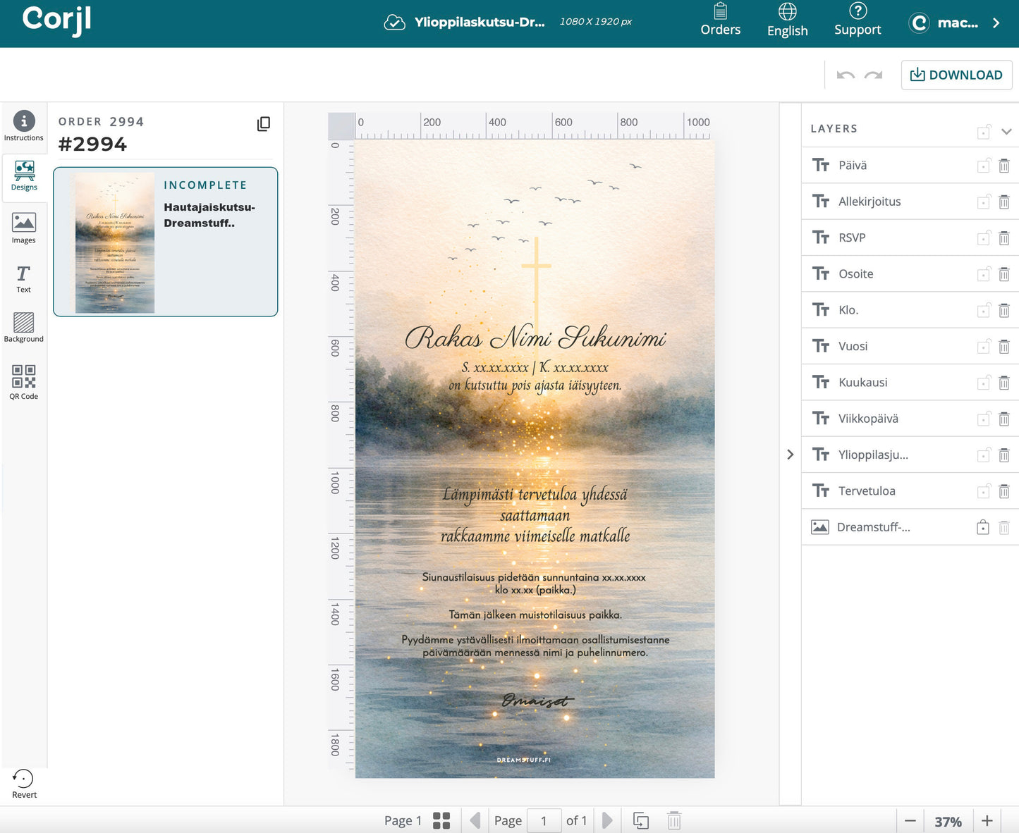 Digital examensinbjudan - Ballonger
