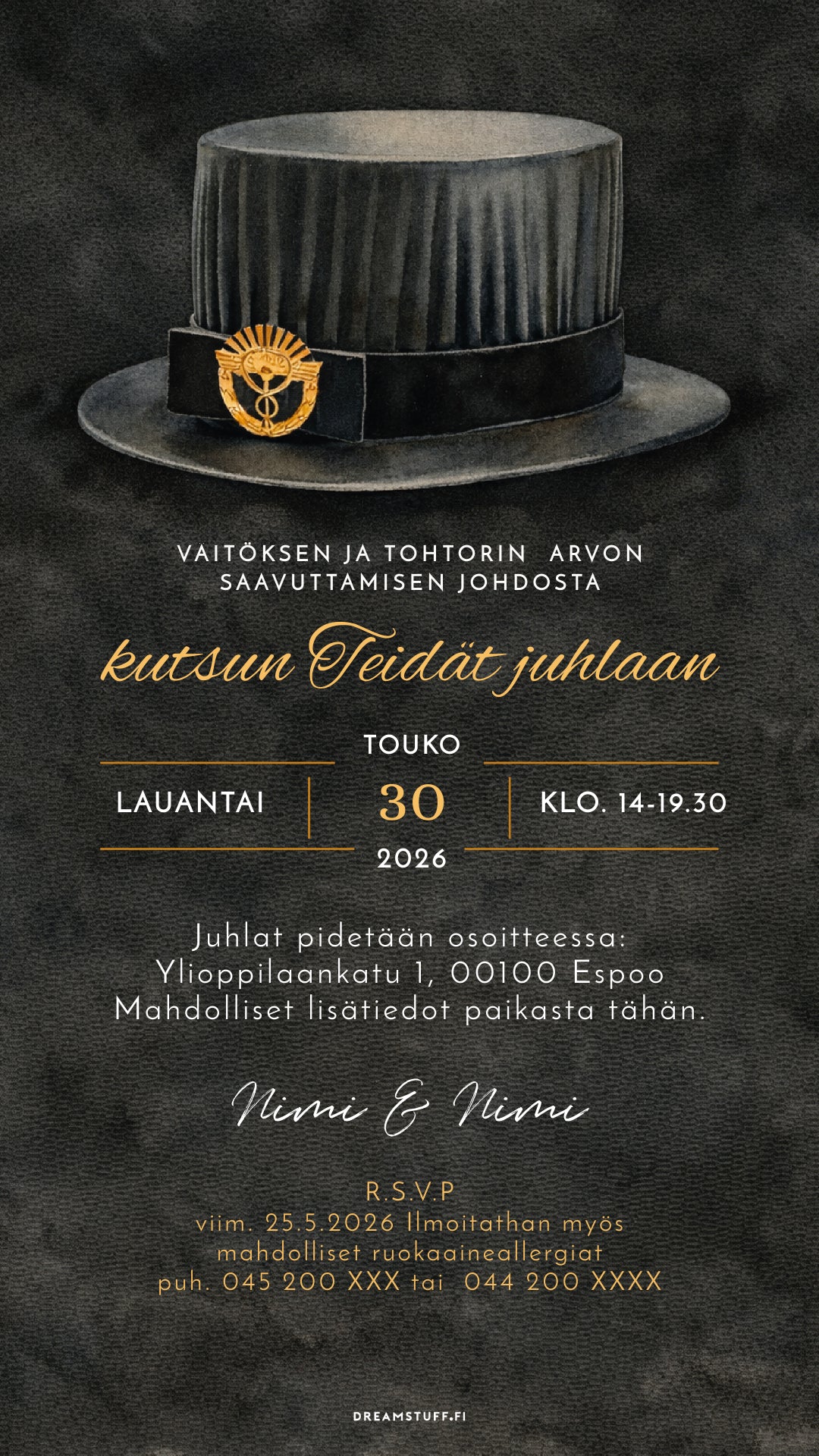 Digital graduation invitation - Bow tie