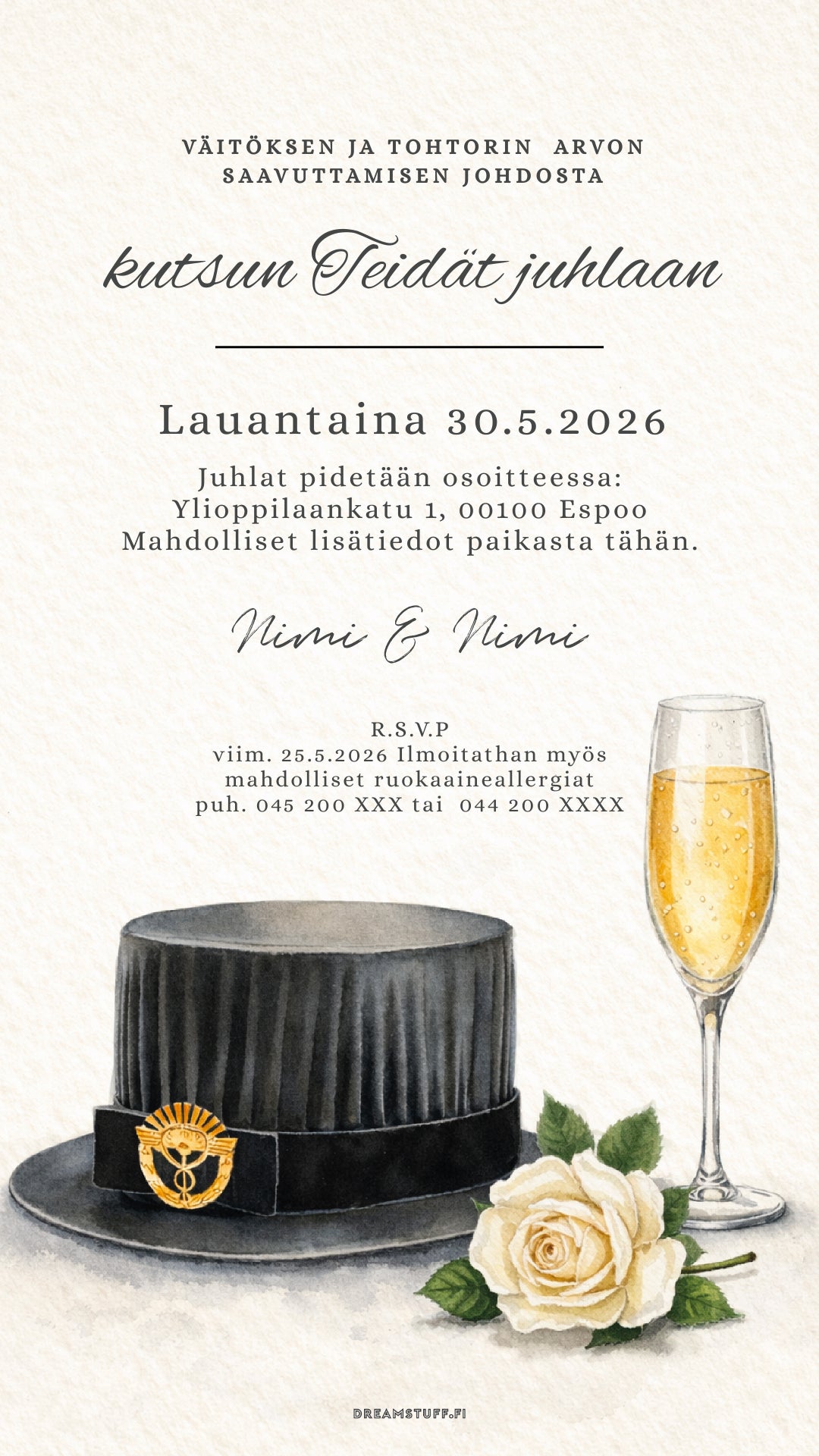 Digital graduation invitation - Bow tie