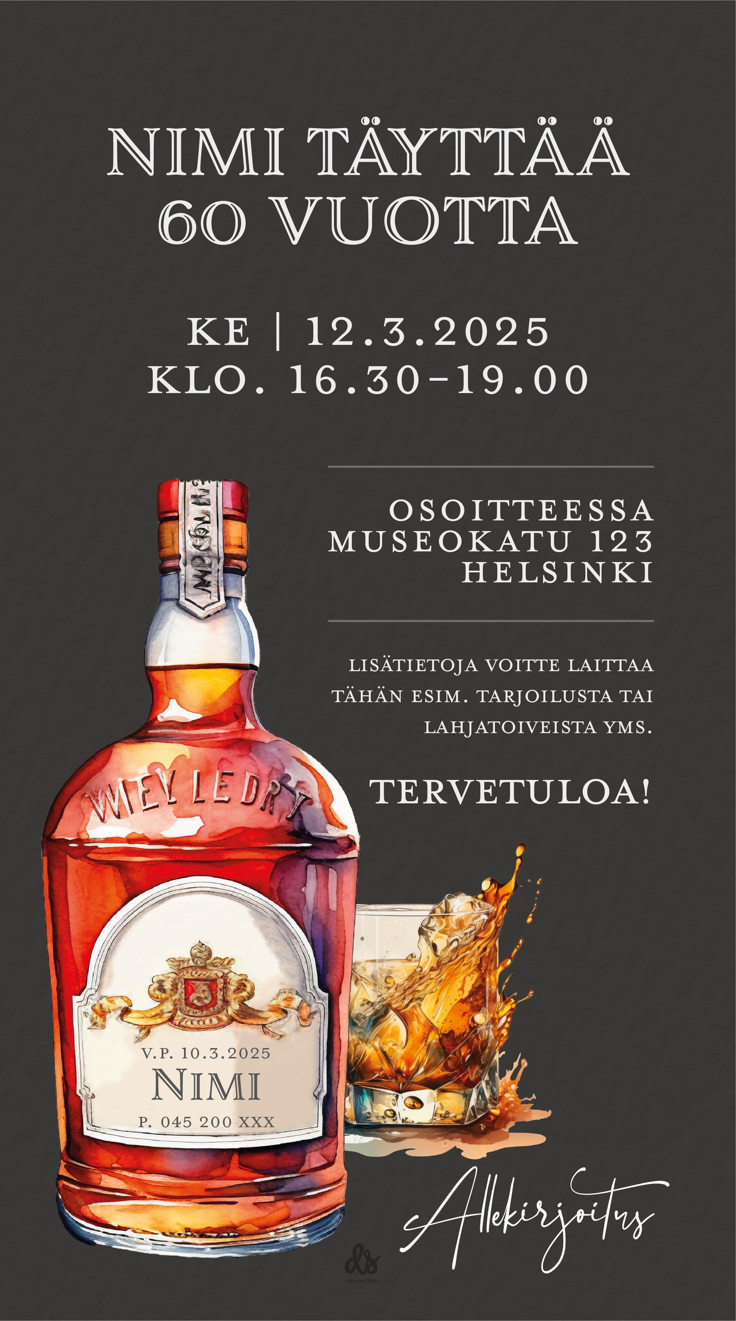 Digitaalinen syntymäpäiväkutsu aikuisille - Wiskey