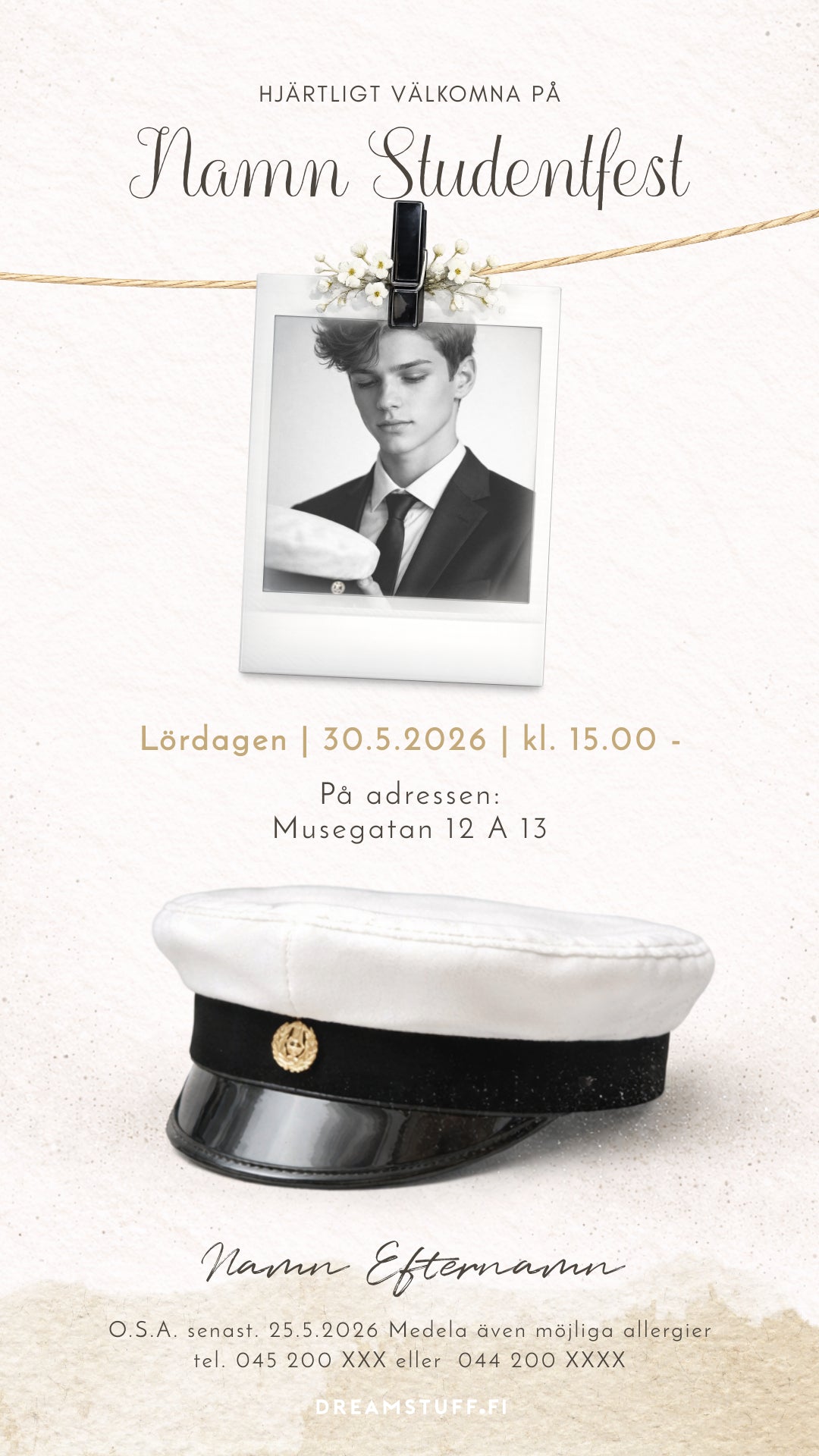 Digital examensinbjudan - Blommor