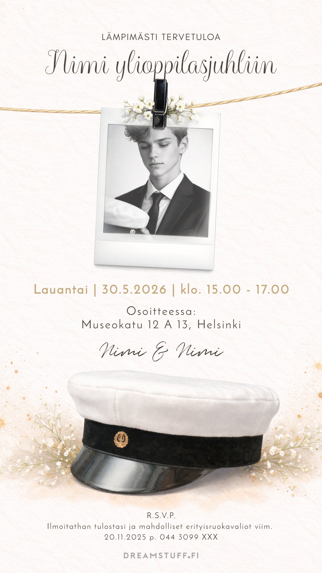 Digital Graduation Invitation - Flowers