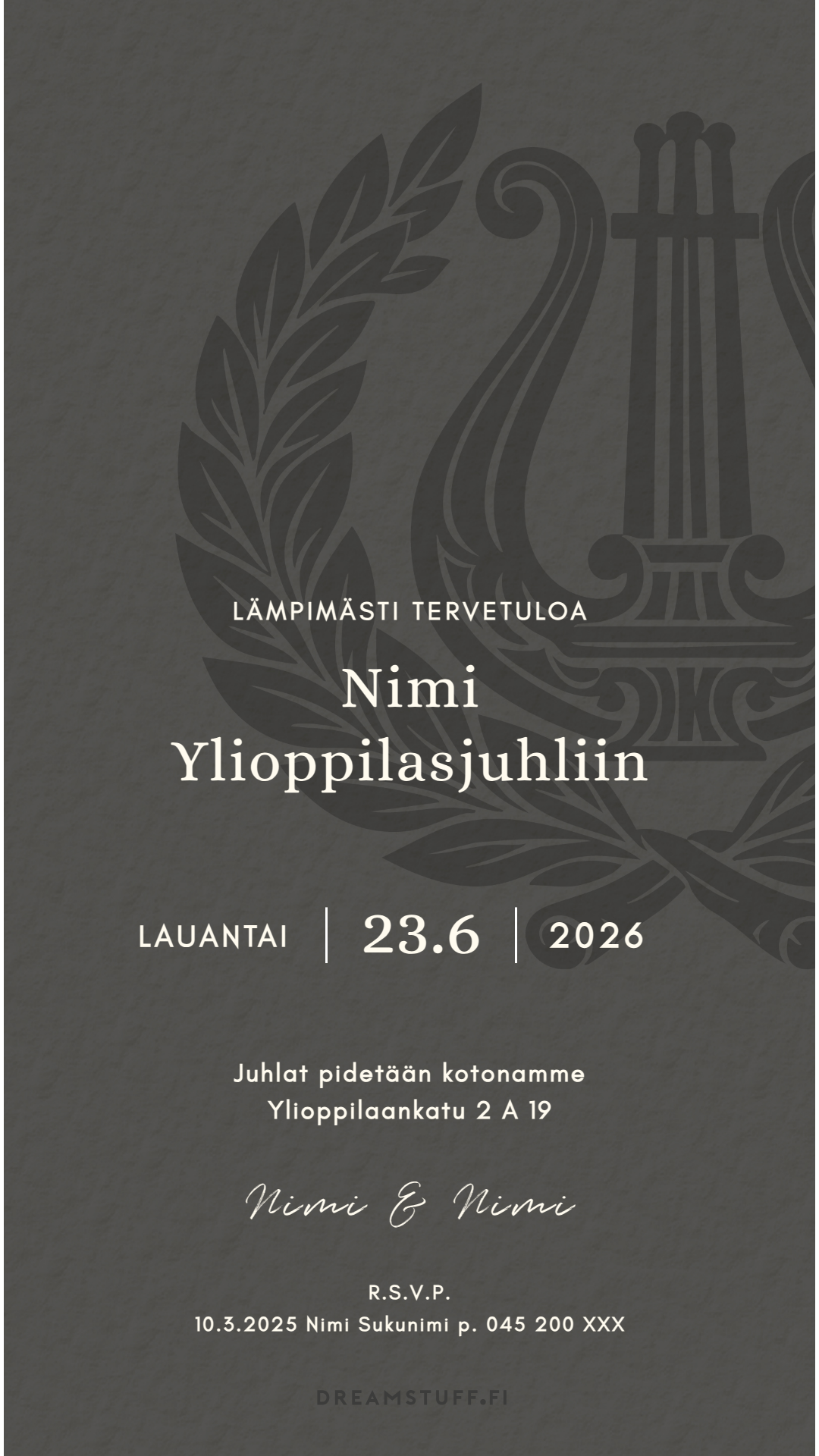 Digitaalinen ylioppilaskutsu - Tumma lyyra