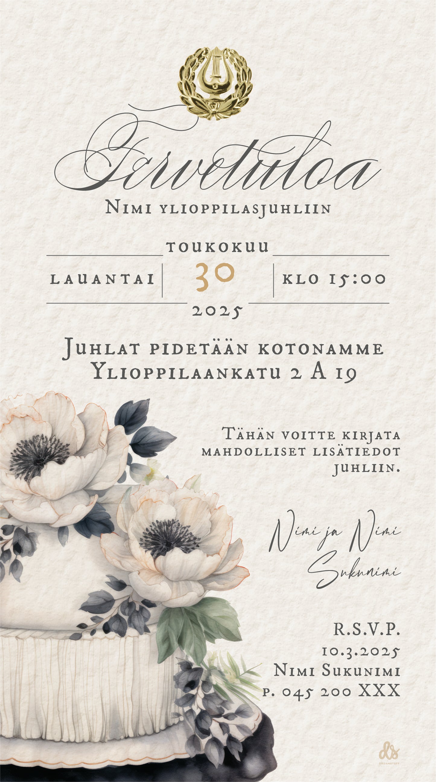 Ylioppilaskutsu Digitaalinen ylioppilaskutsu abi kutsu ylioppilasjuhlaan ylppärikutsu netistä valmiskutsupohja valmiskutsu sähköinen kutsu ylioppilas ylioppilaskutsu malli