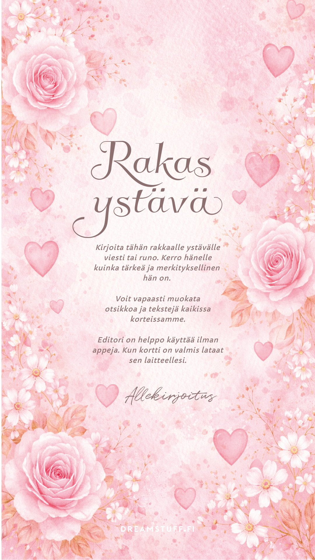 Digitaalinen ystävänpäiväkortti - Runo ystävälle