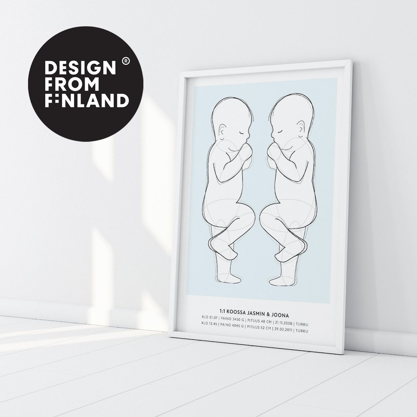 sisarusten syntymäjuliste personoitava syntymäjuliste vauvan syntymäjuliste syntymäjuliste diy nimijuliste birth poster taulu kaksosten syntymäjuliste syntymäjuliste kahdelle 1:1 syntymäjuliste design from finland