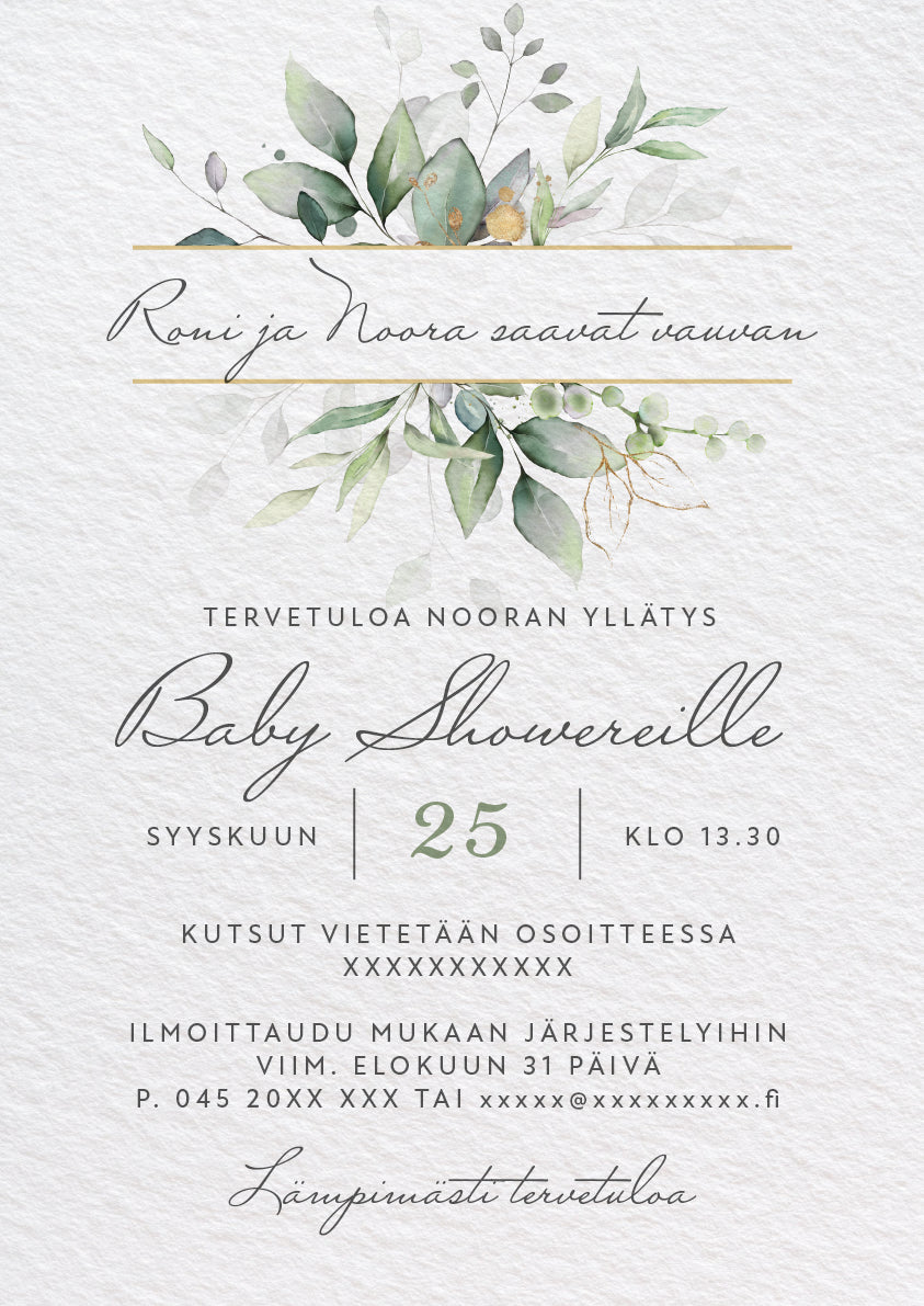 Digitaalinen kutsu Baby Shower - Lehdet