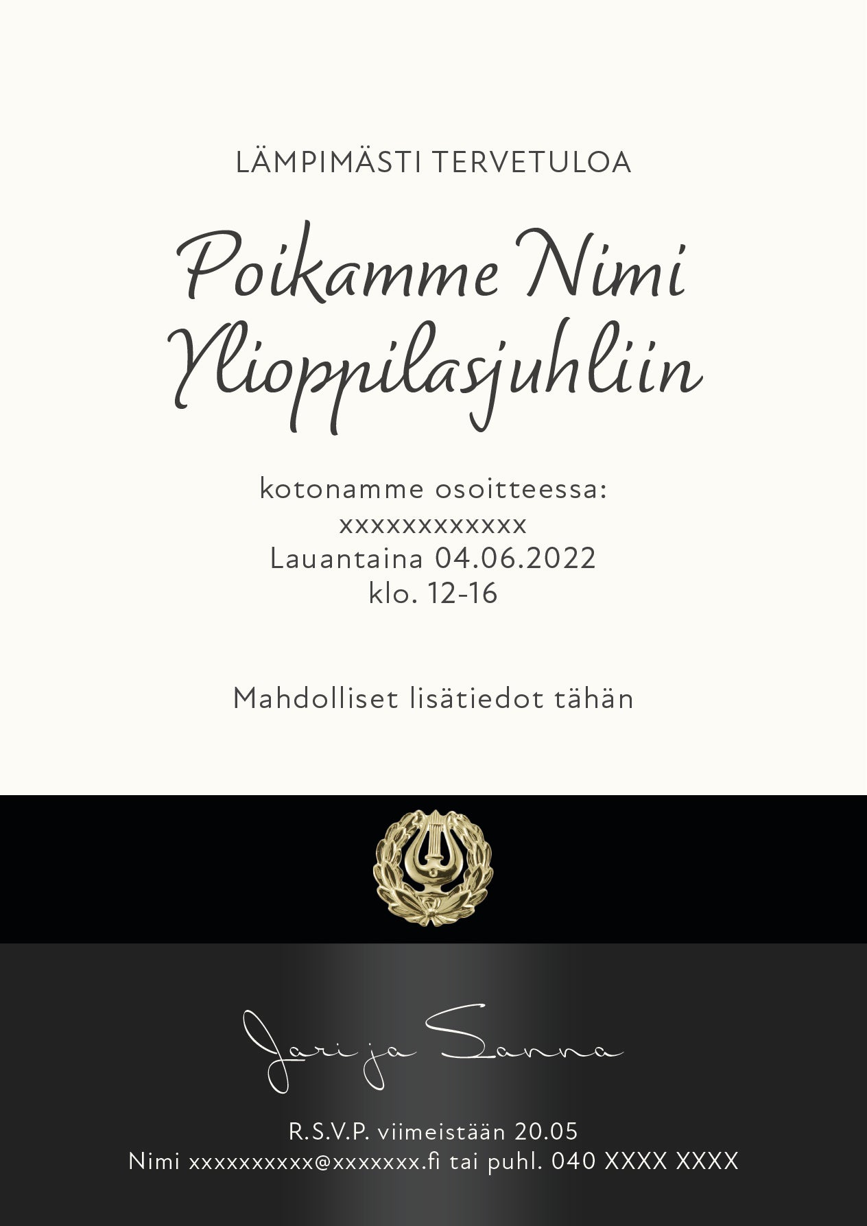 Ylioppilaskutsu Digitaalinen ylioppilaskutsu abi kutsu ylioppilasjuhlaan ylppärikutsu netistä valmiskutsupohja valmiskutsu sähköinen kutsu ylioppilas ylioppilaskutsu malli