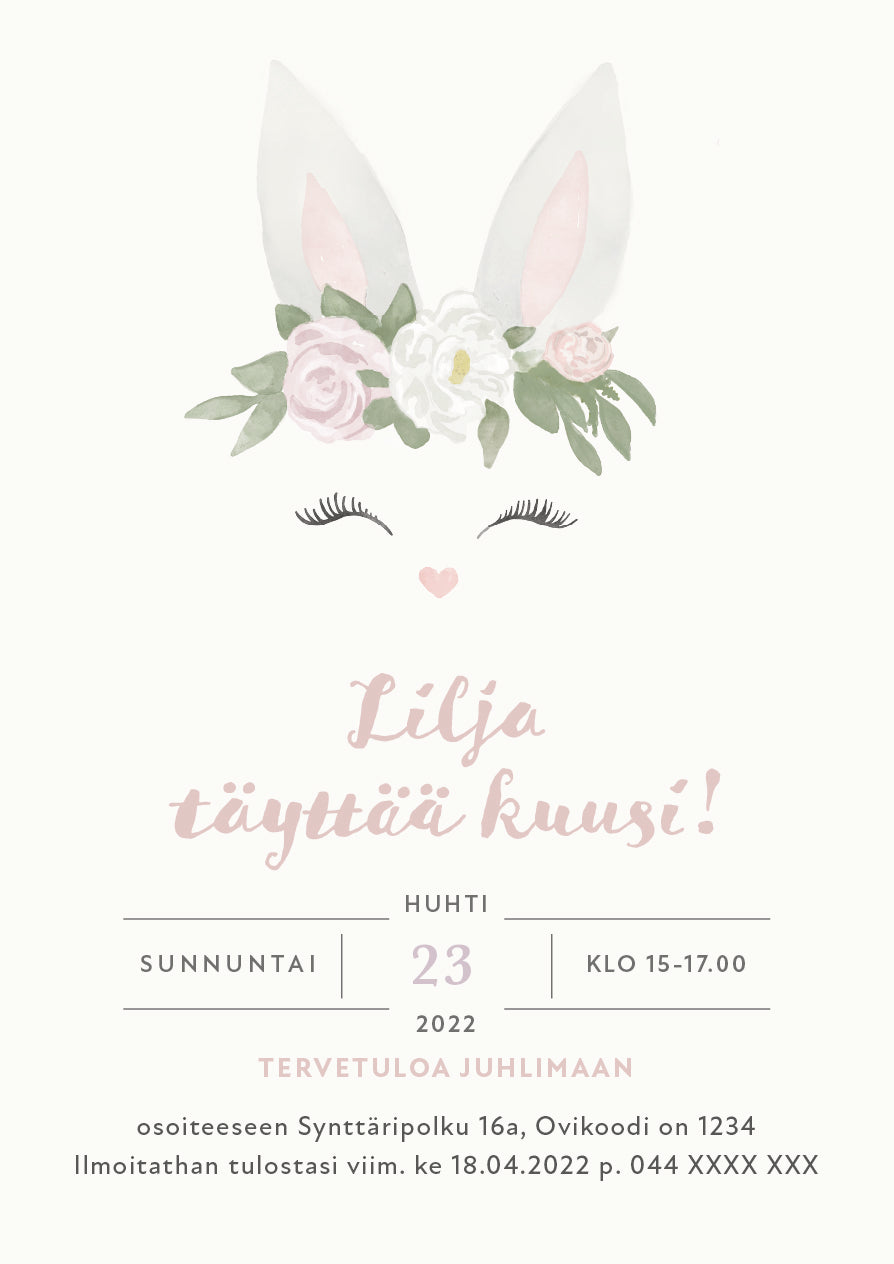 Digitaalinen syntymäpäiväkutsu lapsille - Pupu