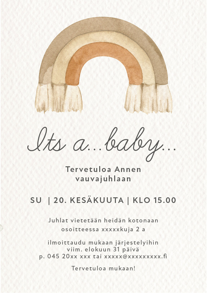 Digitaalinen kutsu Baby Shower - Sateenkaari