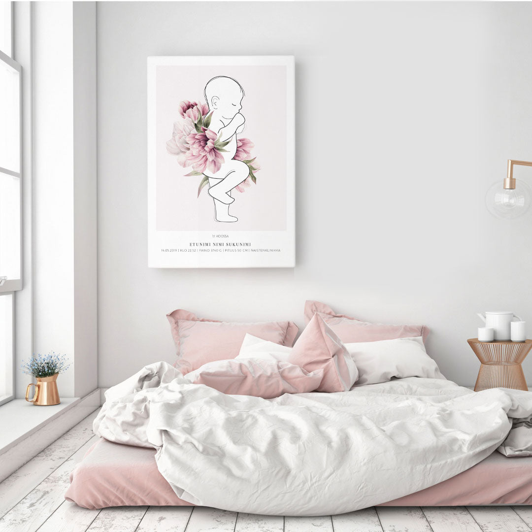 Personoitu syntymäjuliste vauvan syntymäpituuden mukaan 1:1 – kotimainen design, ekologinen painatus