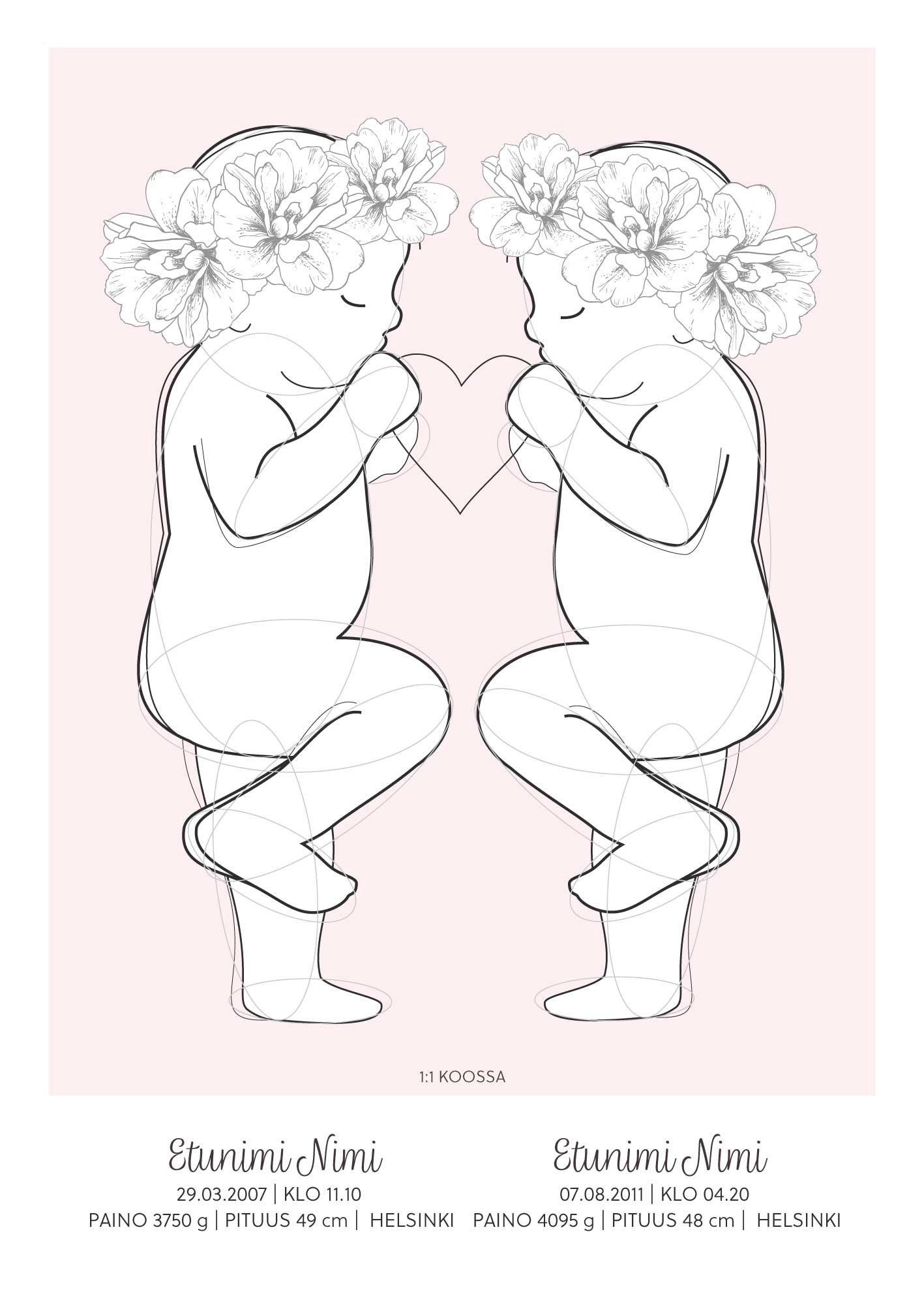 sisarusten syntymäjuliste personoitava syntymäjuliste vauvan syntymäjuliste syntymäjuliste diy nimijuliste birth poster taulu kaksosten syntymäjuliste syntymäjuliste kahdelle 1:1 syntymäjuliste