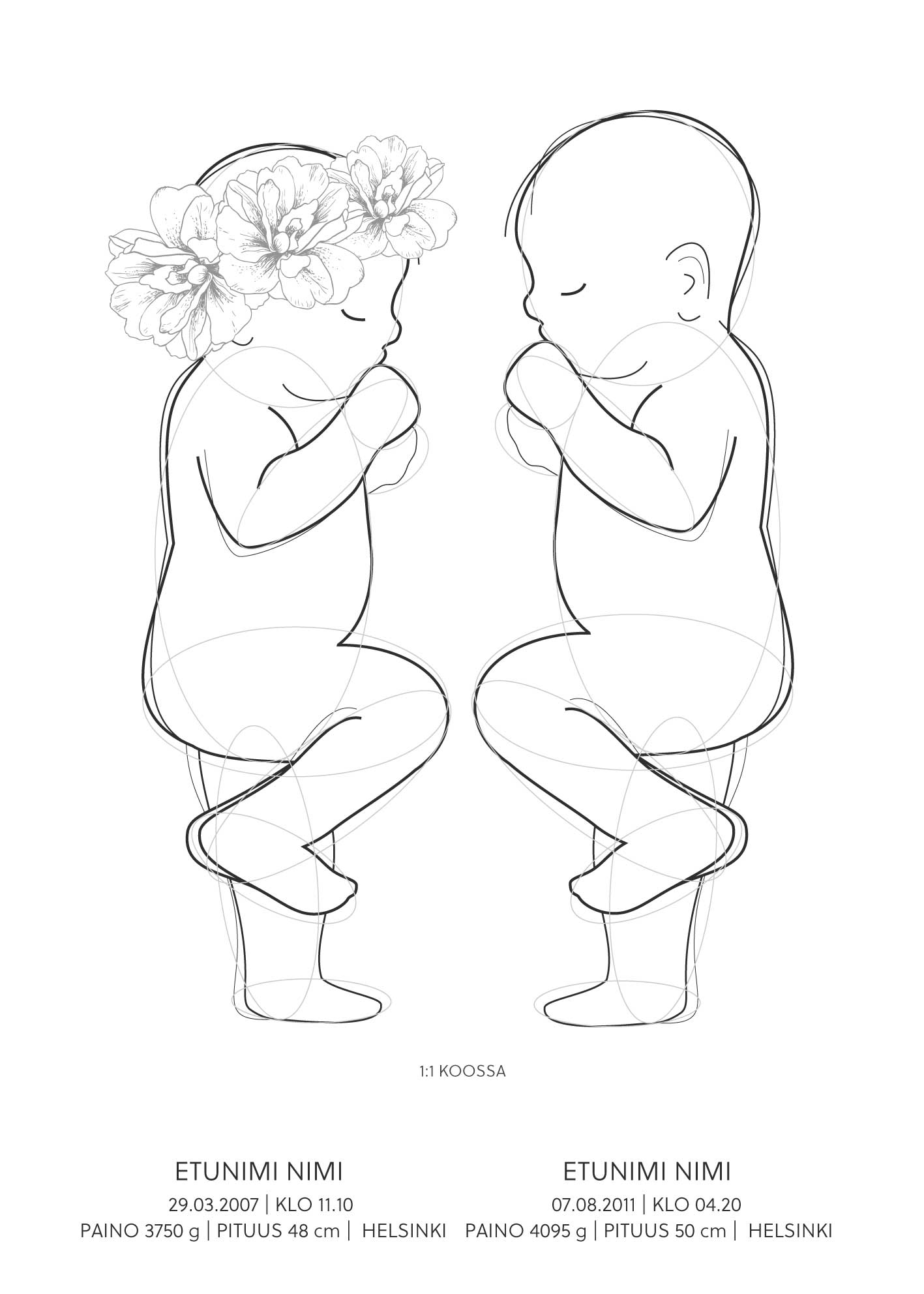 sisarusten syntymäjuliste personoitava syntymäjuliste vauvan syntymäjuliste syntymäjuliste diy nimijuliste birth poster taulu kaksosten syntymäjuliste syntymäjuliste kahdelle 1:1 syntymäjuliste