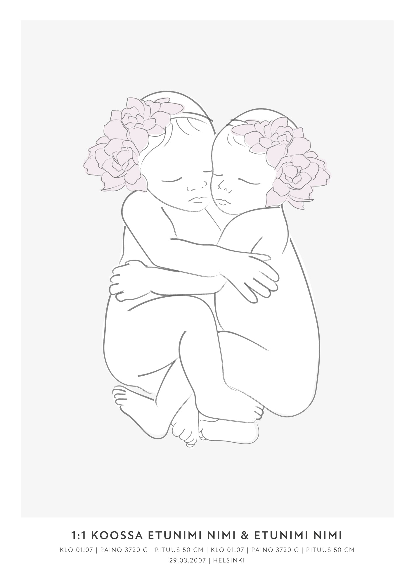 sisarusten syntymäjuliste personoitava syntymäjuliste vauvan syntymäjuliste syntymäjuliste diy nimijuliste birth poster taulu kaksosten syntymäjuliste syntymäjuliste kahdelle 1:1 syntymäjuliste