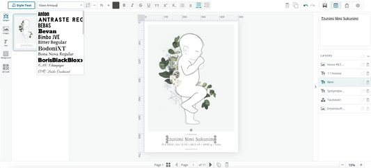 Näin muokkaat tulosta itse / printable syntymäjulisteen