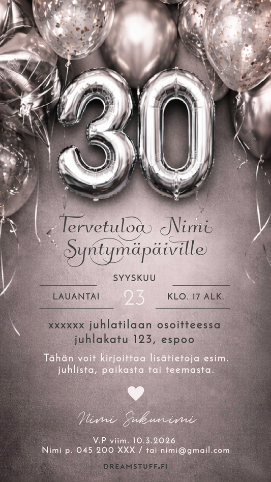syntymäpäiväkutsu eri ikäluokille muokattava kutsu