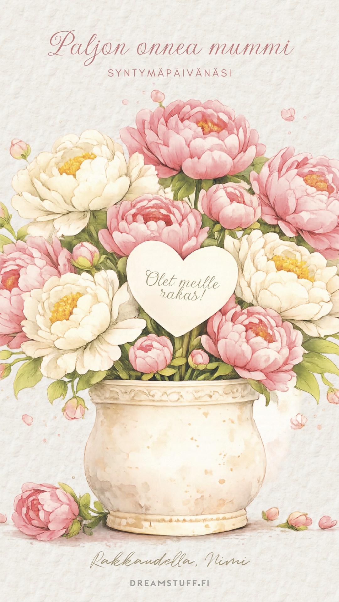 Digitaalinen toivotus - Ruusut ruukussa