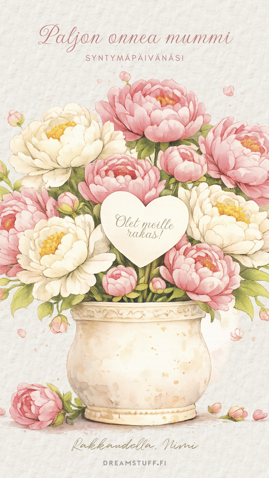 Digitaalinen toivotus - Ruusut ruukussa