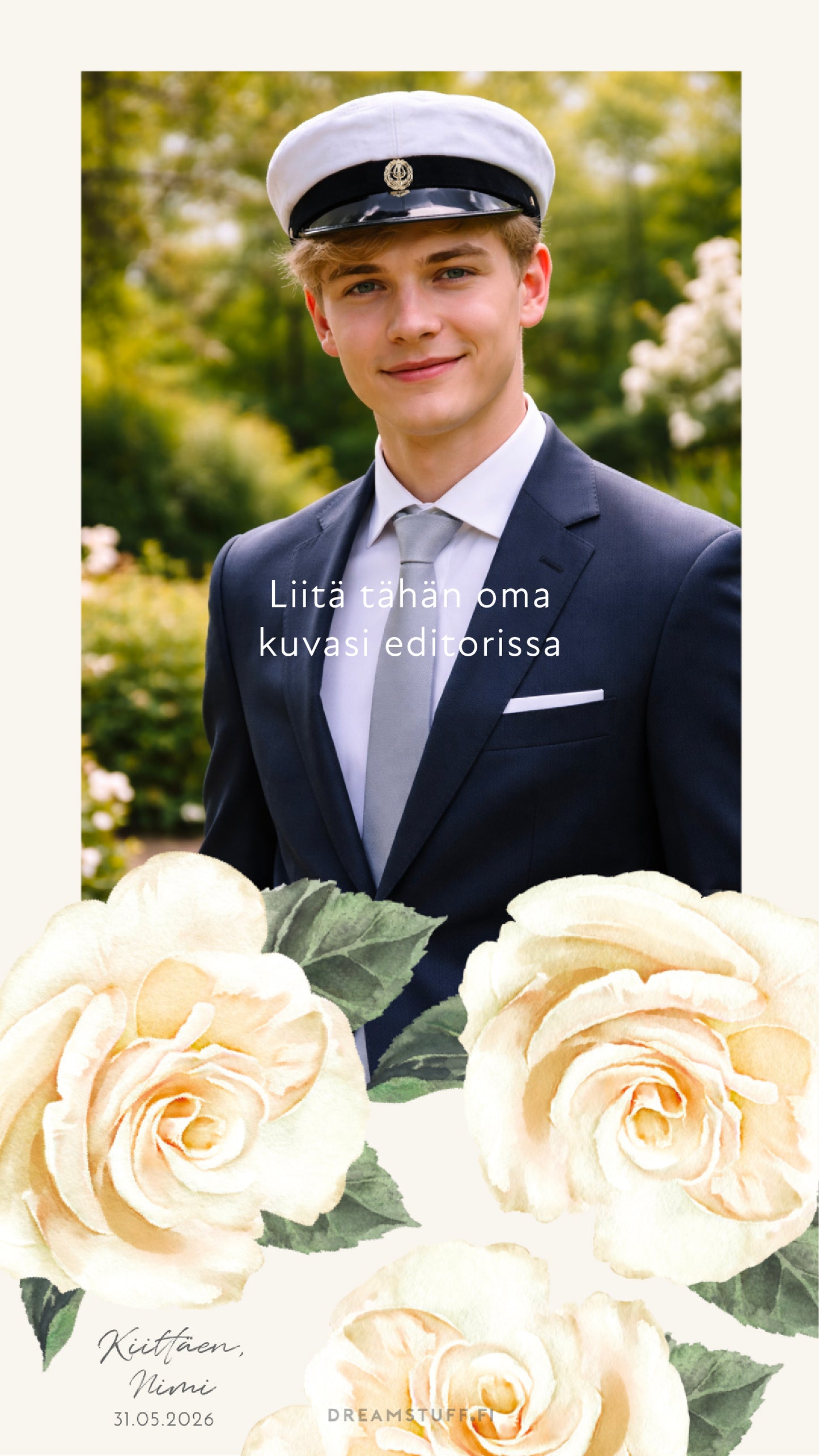 Digital thank you card for graduating high school students - White rose
