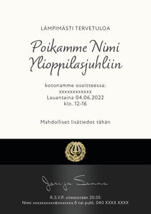 Painettu kutsu ylioppilasjuhlaan - Lyyra