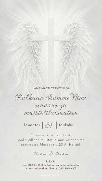 hautajaiskutsu malli rauhallinen kutsukortti tilaisuuteen