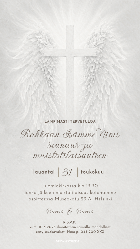 hautajaiskutsu malli rauhallinen kutsukortti tilaisuuteen