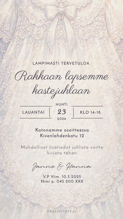 kastekutsu tai nimiäiskutsu digitaalinen kutsupohja
