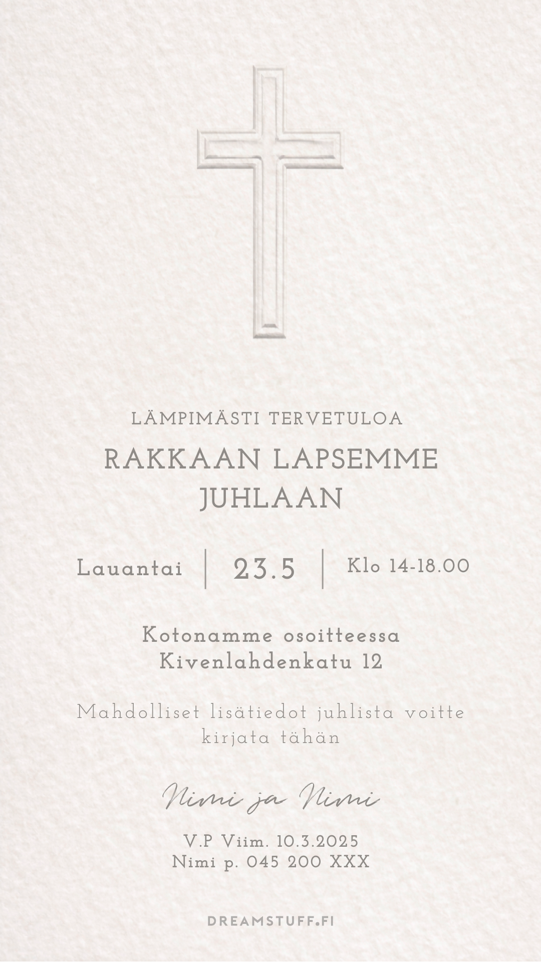 Digitaalinen kutsu kaste / rippijuhlaan - Kohoristi