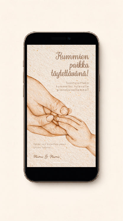 Digital "would you be a godfather" invitation - Hand in hand
