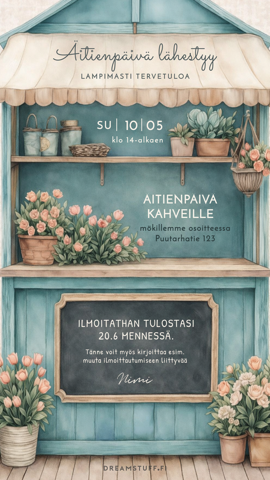 Digitaalinen syntymäpäiväkutsu aikuisille - Puutarhakukat