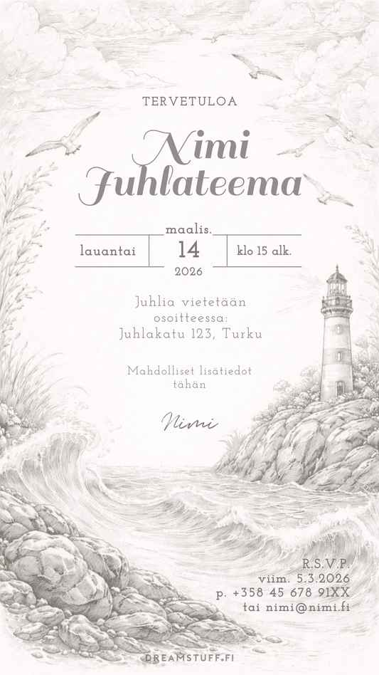 Digitaalinen syntymäpäiväkutsu aikuisille - Majakka