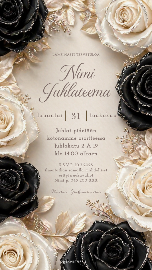 valmis juhlakutsu aikuisille nopeasti tehtävä