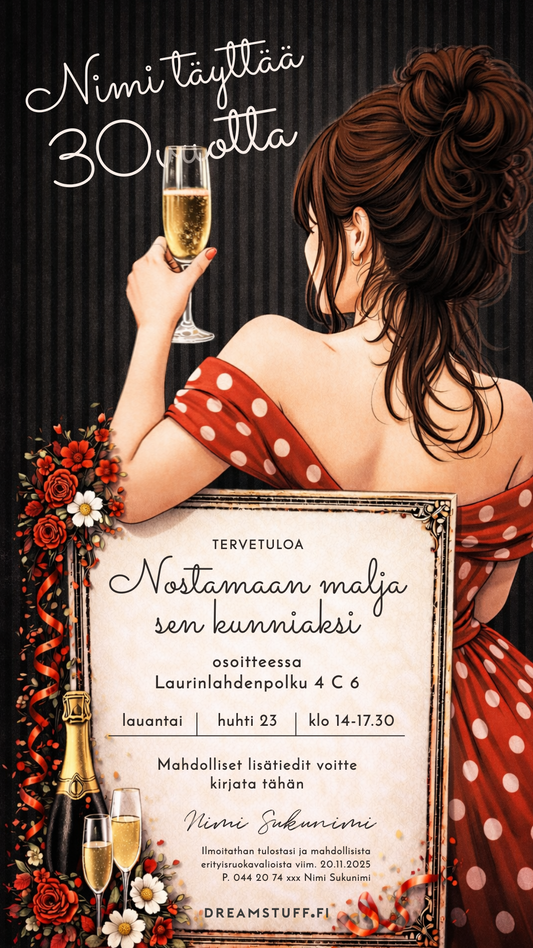 Digitaalinen syntymäpäiväkutsu aikuisille - Brunette