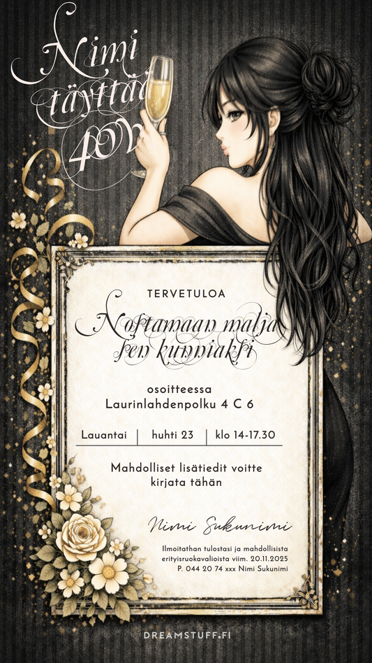 Digitaalinen syntymäpäiväkutsu aikuisille - Sensuelle tumma