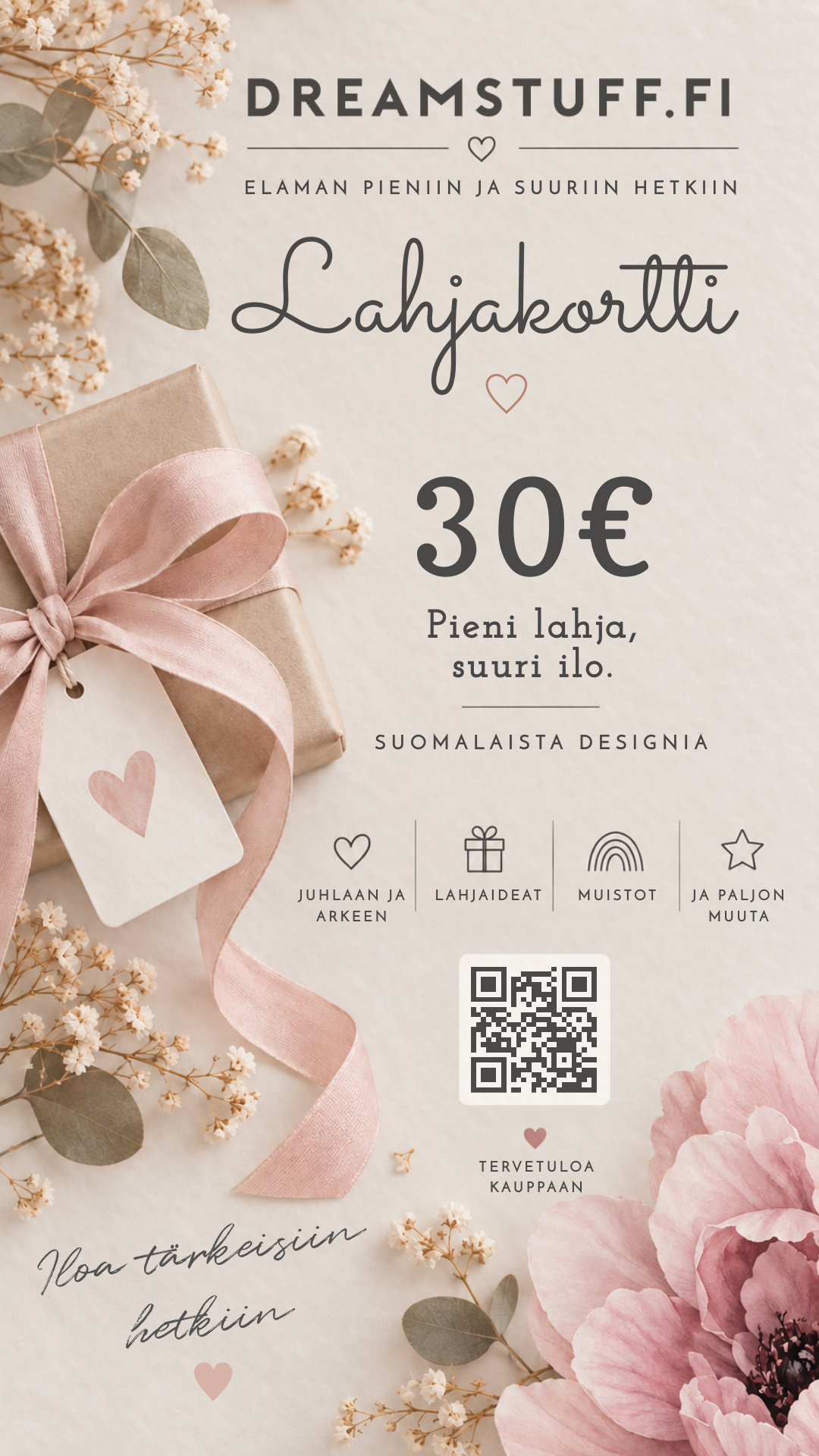 Dreamstuff lahjakortti – sähköinen lahjakortti verkkokauppaan