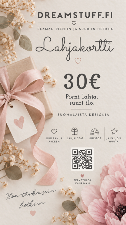 Dreamstuff lahjakortti – sähköinen lahjakortti verkkokauppaan