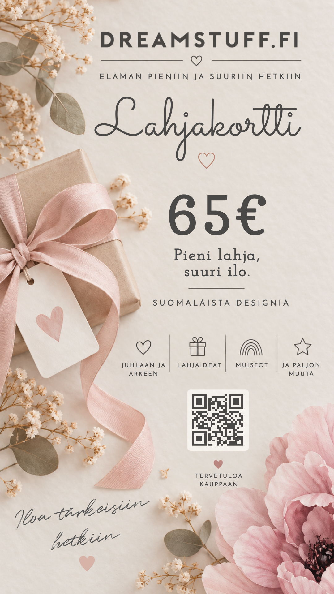 Dreamstuff lahjakortti – sähköinen lahjakortti verkkokauppaan
