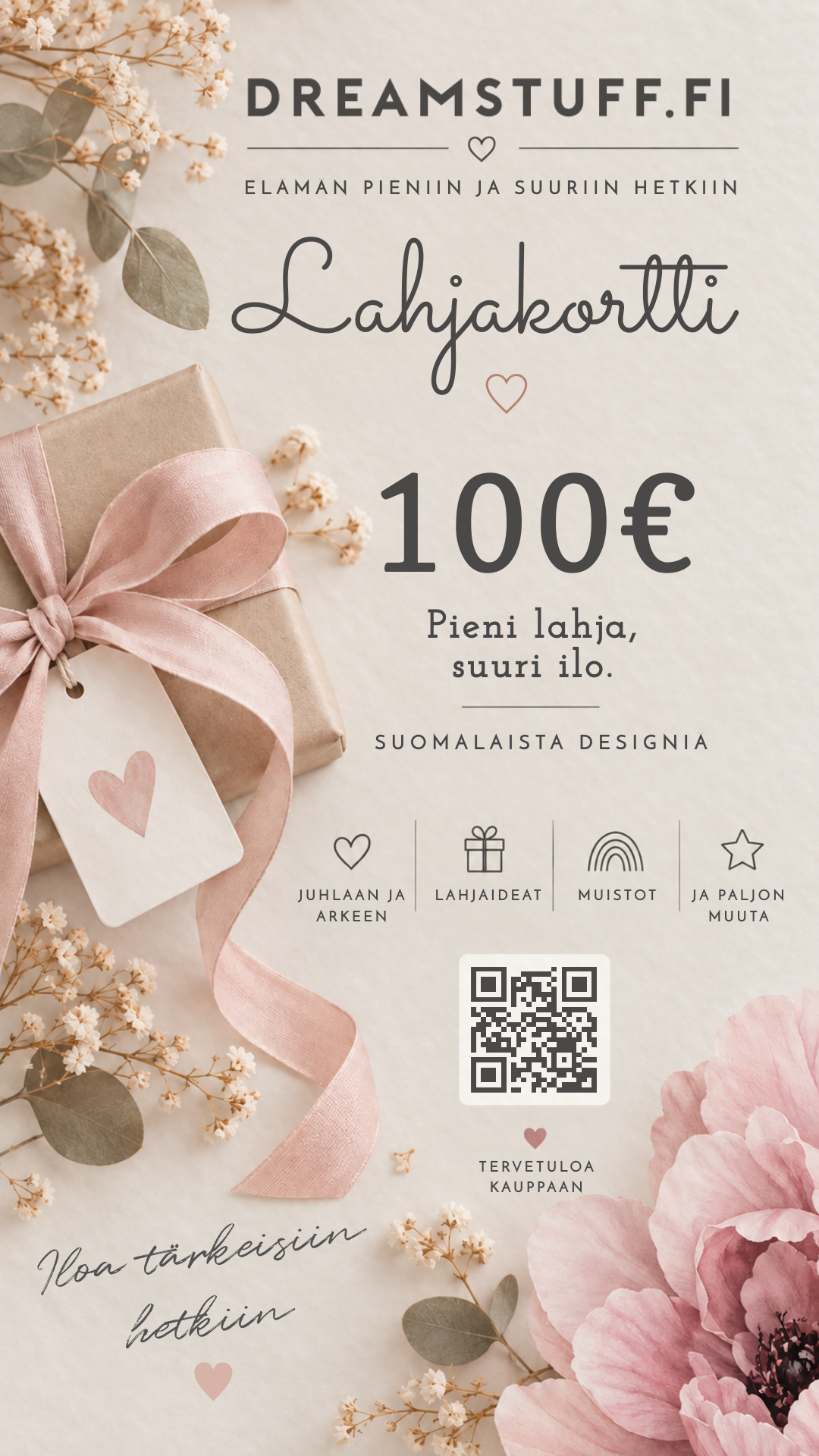 Dreamstuff lahjakortti – sähköinen lahjakortti verkkokauppaan