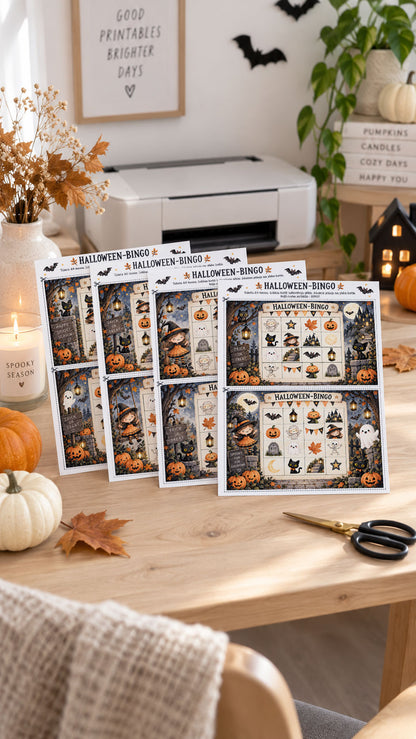 Lasten Halloween-juhlapaketti – digitaalinen kutsu, bingo, aarteenetsintä ja herkkupussilaput