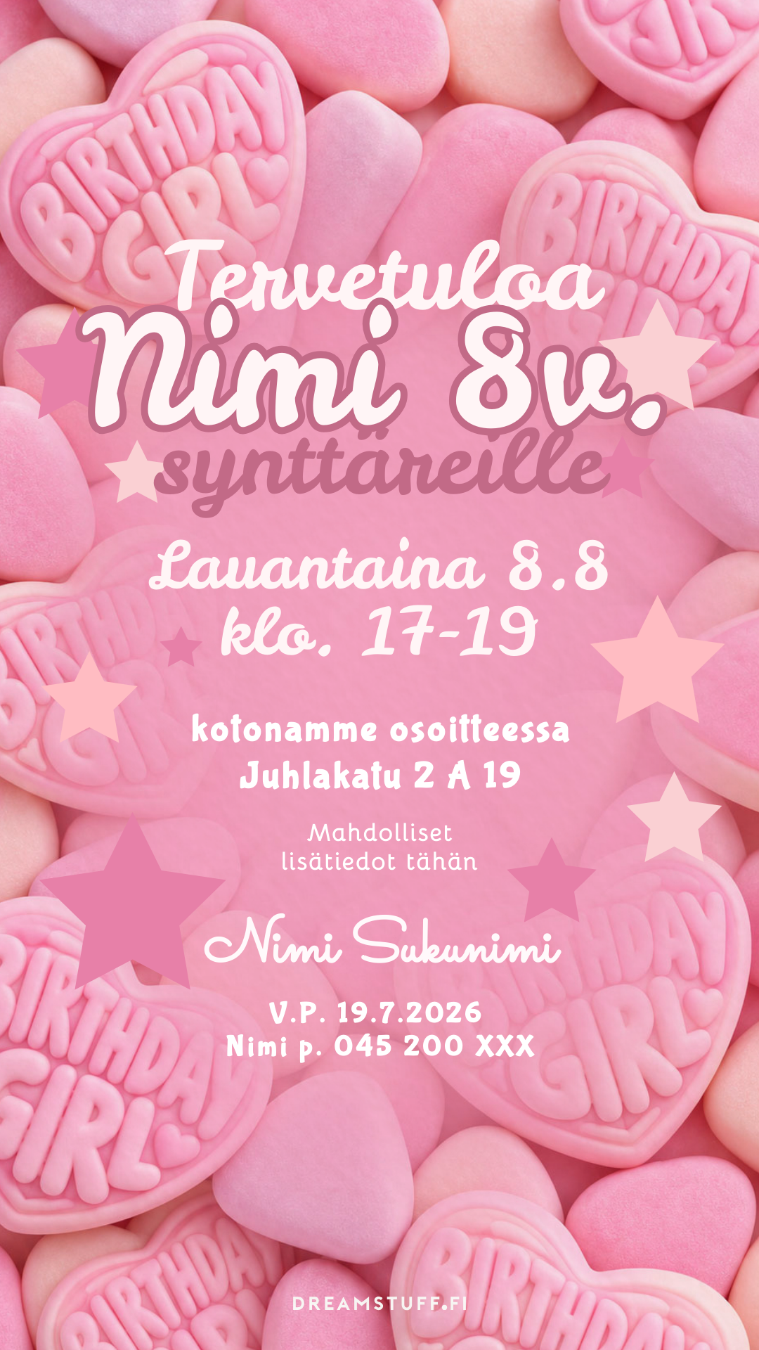 Digital children's invitations with the theme - Unicorn and cake