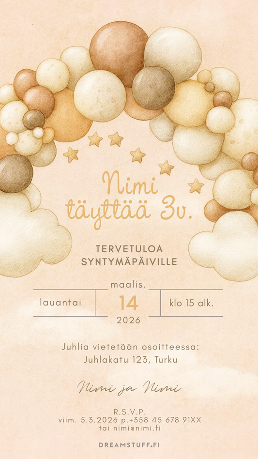 Digital children's invitations with the theme - Unicorn and cake